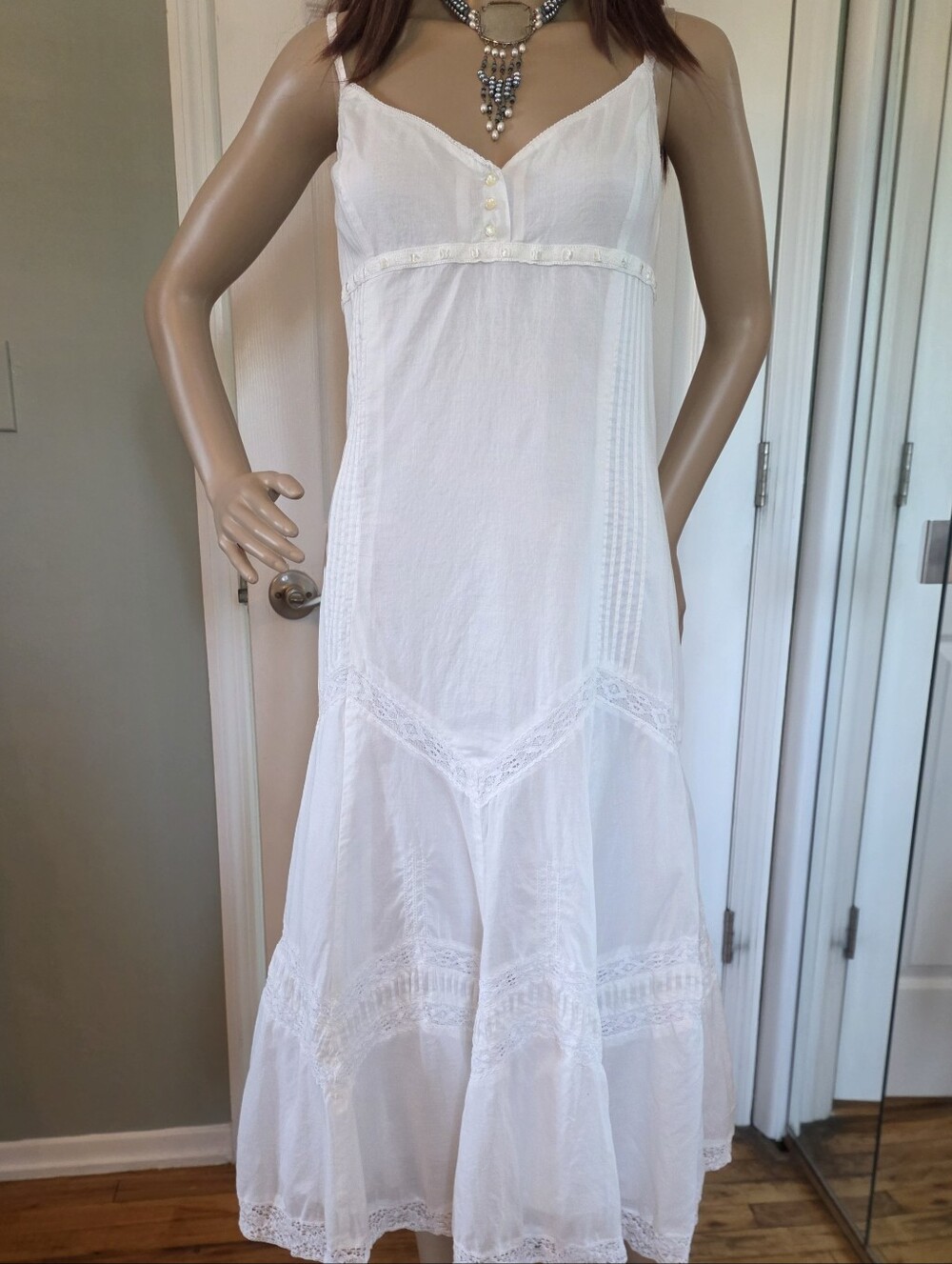 Lauren Ralph Lauren Vintage White Cotton Pintuck Lace Heirloom Dress  Size 14